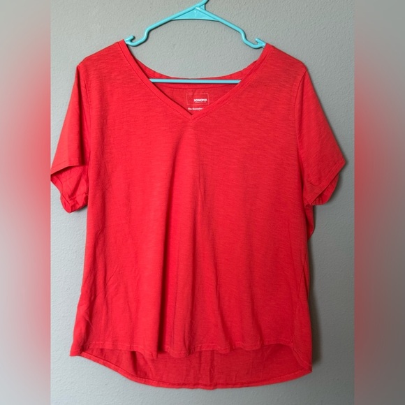 Sonoma Women's Red/Orange V-Neck Top - Picture 1 of 4